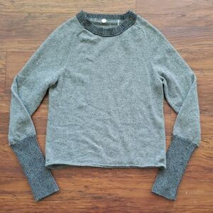 Margaret O'Leary Gray Knit Cashmere Sweater with Ribbed Cuffs Size Large